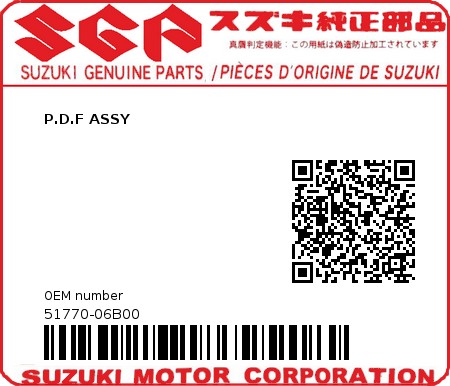 Product image: Suzuki - 51770-06B00 - P.D.F ASSY  0