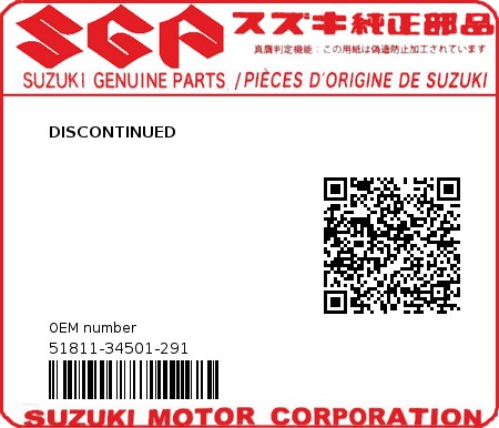 Product image: Suzuki - 51811-34501-291 - DISCONTINUED  0