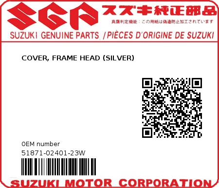 Product image: Suzuki - 51871-02401-23W - COVER, FRAME HEAD (SILVER)  0