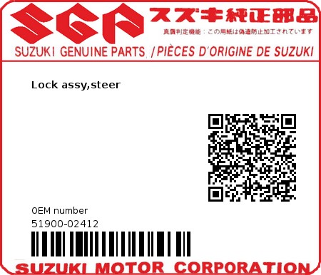Product image: Suzuki - 51900-02412 - Lock assy,steer  0