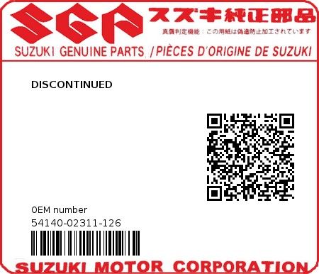 Product image: Suzuki - 54140-02311-126 - DISCONTINUED  0