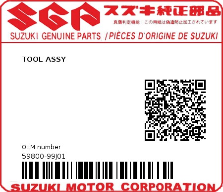 Product image: Suzuki - 59800-99J01 - TOOL ASSY  0