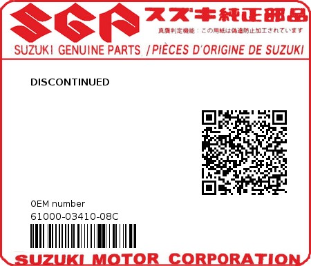 Product image: Suzuki - 61000-03410-08C - DISCONTINUED  0