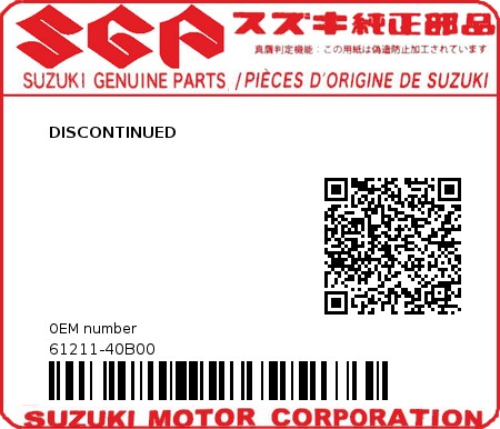 Product image: Suzuki - 61211-40B00 - DISCONTINUED  0