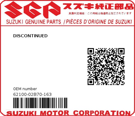 Product image: Suzuki - 62100-02B70-163 - DISCONTINUED  0