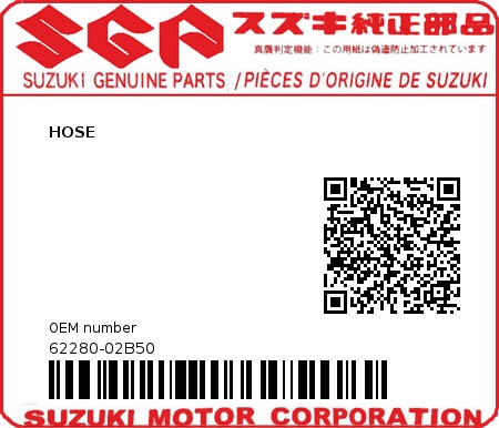 Product image: Suzuki - 62280-02B50 - HOSE          0