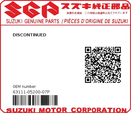 Product image: Suzuki - 63111-05200-07P - DISCONTINUED  0