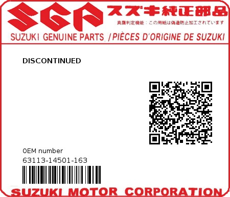 Product image: Suzuki - 63113-14501-163 - DISCONTINUED  0