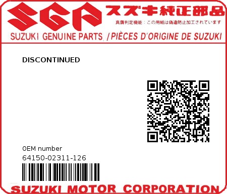 Product image: Suzuki - 64150-02311-126 - DISCONTINUED  0
