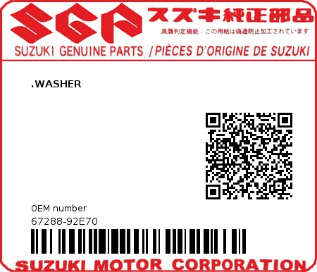 Product image: Suzuki - 67288-92E70 - .WASHER  0