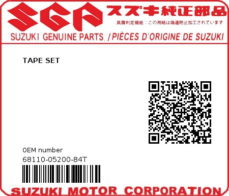 Product image: Suzuki - 68110-05200-84T - TAPE SET  0