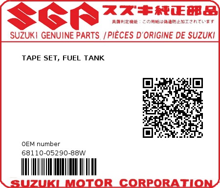 Product image: Suzuki - 68110-05290-88W - TAPE SET, FUEL TANK  0
