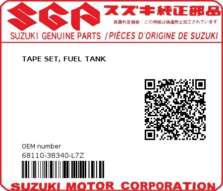 Product image: Suzuki - 68110-38340-L7Z - TAPE SET, FUEL TANK  0