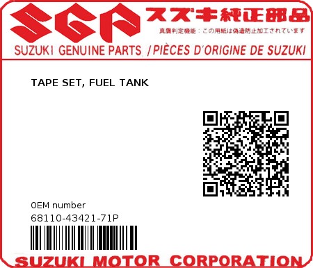 Product image: Suzuki - 68110-43421-71P - TAPE SET, FUEL TANK  0