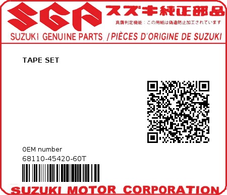 Product image: Suzuki - 68110-45420-60T - TAPE SET  0