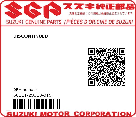 Product image: Suzuki - 68111-29310-019 - DISCONTINUED  0