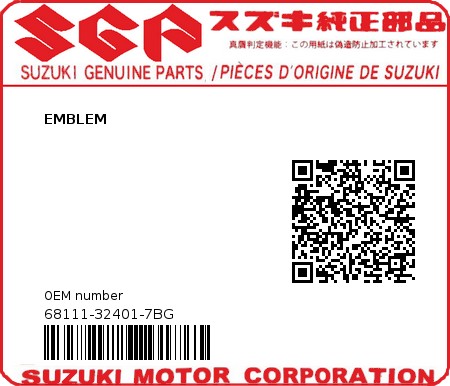 Product image: Suzuki - 68111-32401-7BG - EMBLEM  0