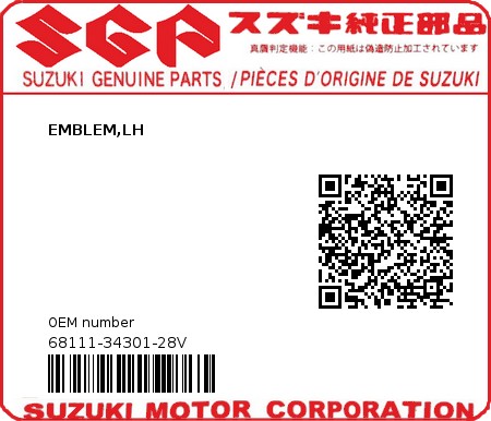 Product image: Suzuki - 68111-34301-28V - EMBLEM,LH  0