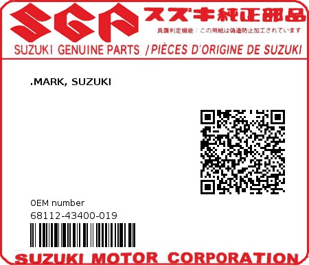 Product image: Suzuki - 68112-43400-019 - .MARK, SUZUKI  0
