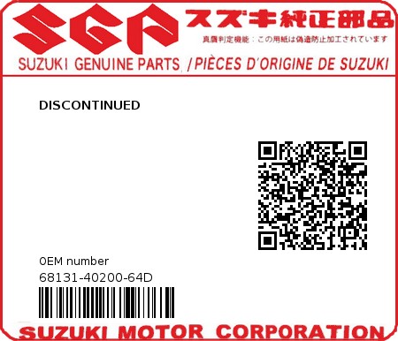 Product image: Suzuki - 68131-40200-64D - DISCONTINUED  0