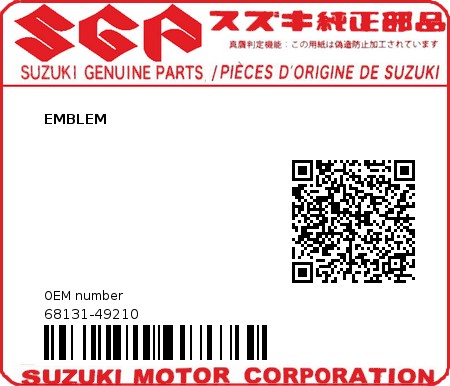 Product image: Suzuki - 68131-49210 - EMBLEM          0