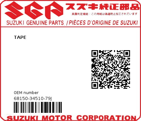 Product image: Suzuki - 68150-34510-79J - TAPE  0