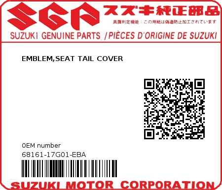 Product image: Suzuki - 68161-17G01-EBA - EMBLEM,SEAT TAIL COVER  0