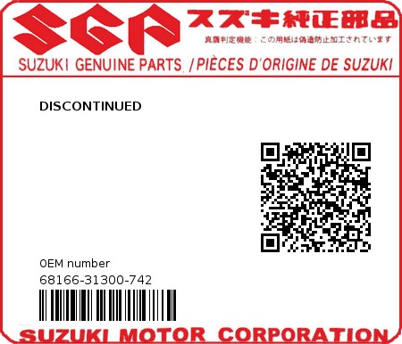 Product image: Suzuki - 68166-31300-742 - DISCONTINUED  0