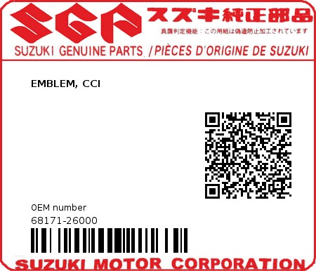 Product image: Suzuki - 68171-26000 - EMBLEM, CCI          0