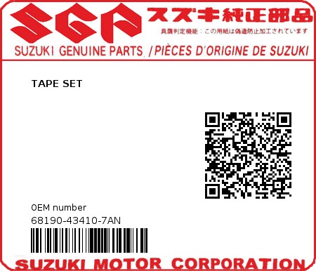 Product image: Suzuki - 68190-43410-7AN - TAPE SET  0