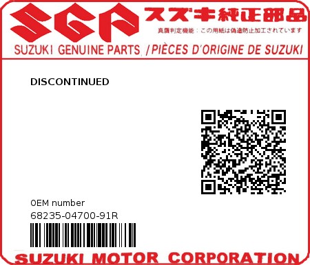 Product image: Suzuki - 68235-04700-91R - DISCONTINUED  0