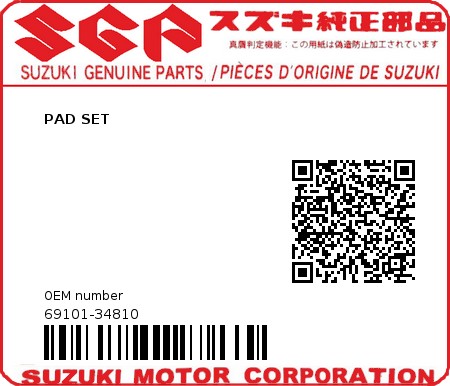 Product image: Suzuki - 69101-34810 - PAD SET  0