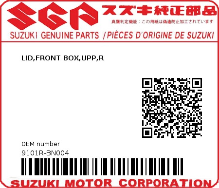 Product image: Suzuki - 9101R-BN004 - LID,FRONT BOX,UPP,R  0
