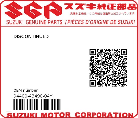 Product image: Suzuki - 94400-43490-04Y - DISCONTINUED  0