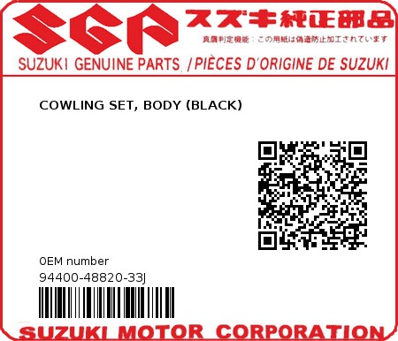 Product image: Suzuki - 94400-48820-33J - COWLING SET, BODY (BLACK)  0