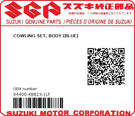 Product image: Suzuki - 94400-48823-1LF - COWLING SET, BODY (BLUE)  0