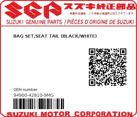 Product image: Suzuki - 94900-42810-9MG - BAG SET,SEAT TAIL (BLACK/WHITE)  0