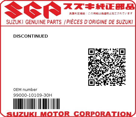 Product image: Suzuki - 99000-10109-30H - DISCONTINUED  0