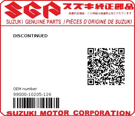 Product image: Suzuki - 99000-10205-126 - DISCONTINUED  0