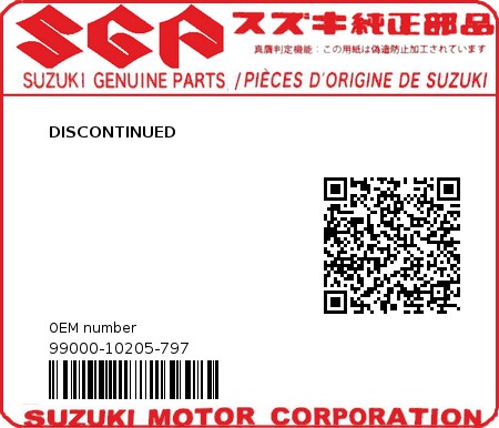 Product image: Suzuki - 99000-10205-797 - DISCONTINUED  0