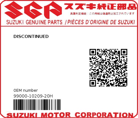 Product image: Suzuki - 99000-10209-20H - DISCONTINUED  0