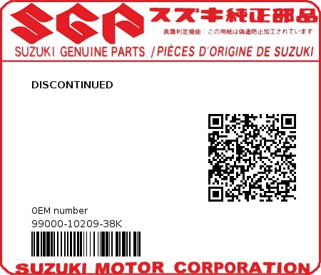 Product image: Suzuki - 99000-10209-38K - DISCONTINUED  0