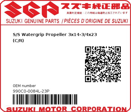 Product image: Suzuki - 990C0-0084L-23P - S/S Watergrip Propeller 3x14-3/4x23 (C/R)  0