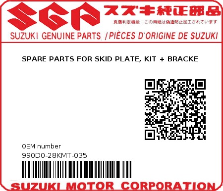 Product image: Suzuki - 990D0-28KMT-035 - SPARE PARTS FOR SKID PLATE, KIT + BRACKE  0