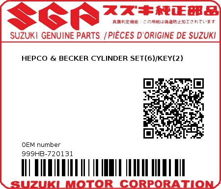 Product image: Suzuki - 999HB-720131 - HEPCO & BECKER CYLINDER SET(6)/KEY(2)  0