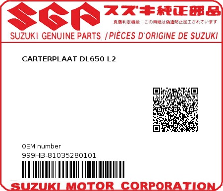 Product image: Suzuki - 999HB-81035280101 - CARTERPLAAT DL650 L2  0