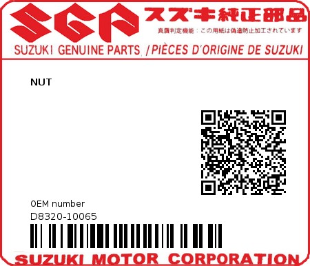 Product image: Suzuki - D8320-10065 - NUT          0