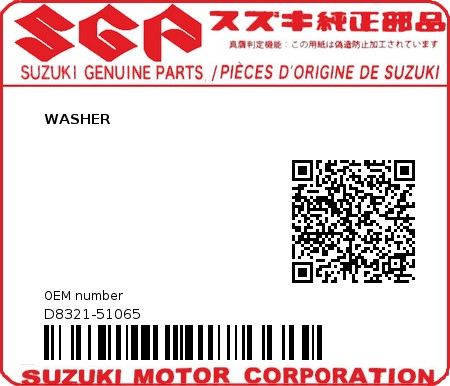 Product image: Suzuki - D8321-51065 - WASHER          0