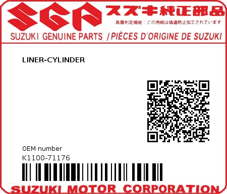 Product image: Suzuki - K1100-71176 - LINER-CYLINDER          0