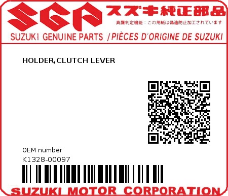 Product image: Suzuki - K1328-00097 - HOLDER,CLUTCH LEVER          0